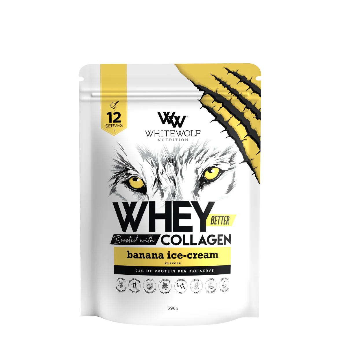 White Wolf WHEYbetter Boosted with Collagen 396g (12 Serves)