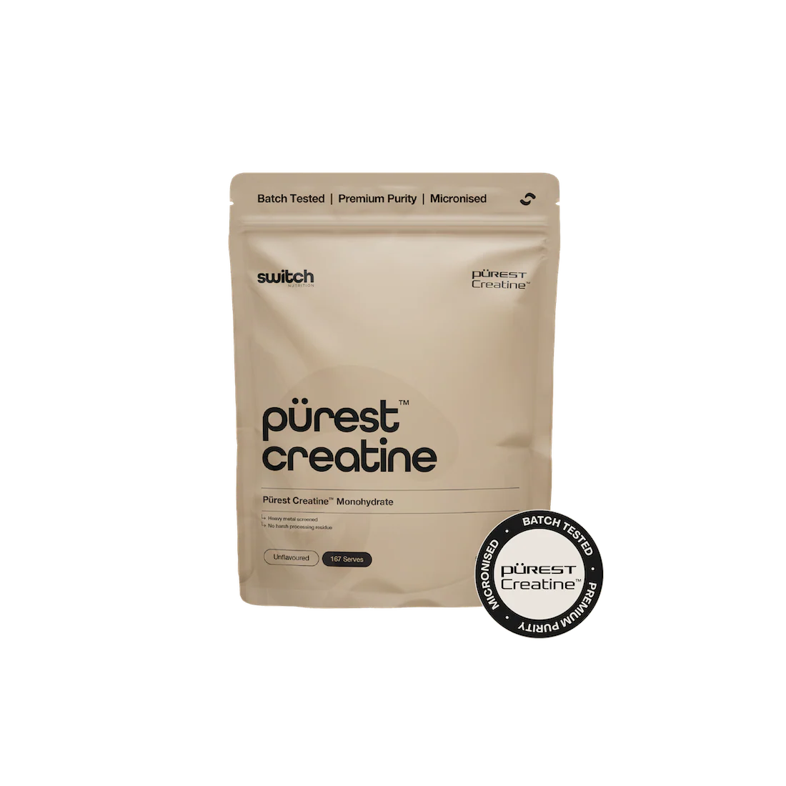 100% Micronised Pürest Creatine Monohydrate by Switch Nutrition (164 Serves)