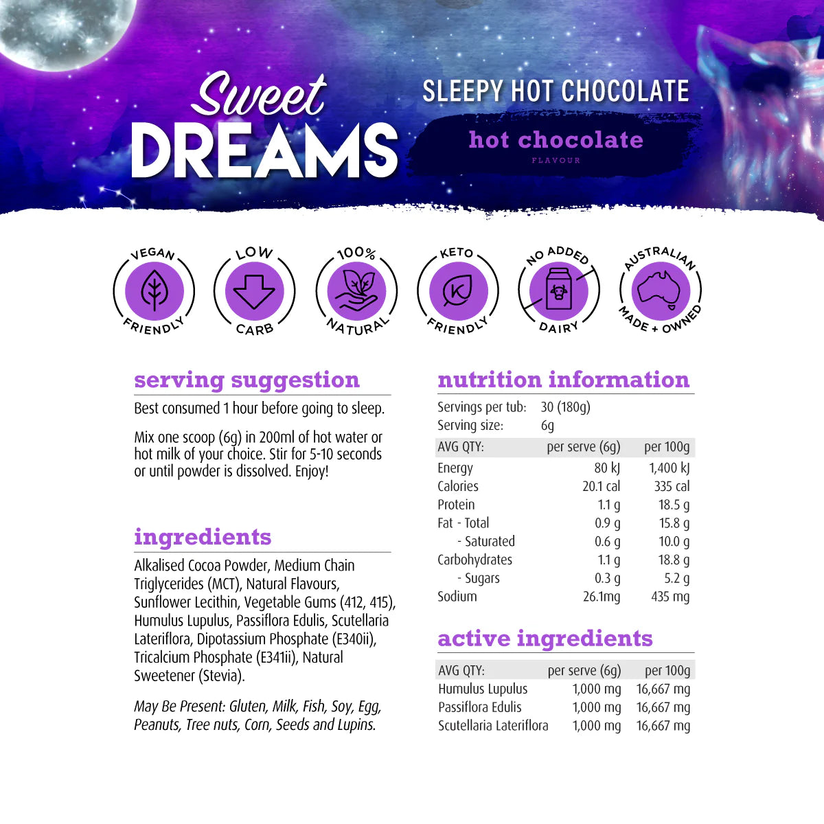 White Wolf Sweet Dreams Sleepy Hot Chocolate (30 Serves)